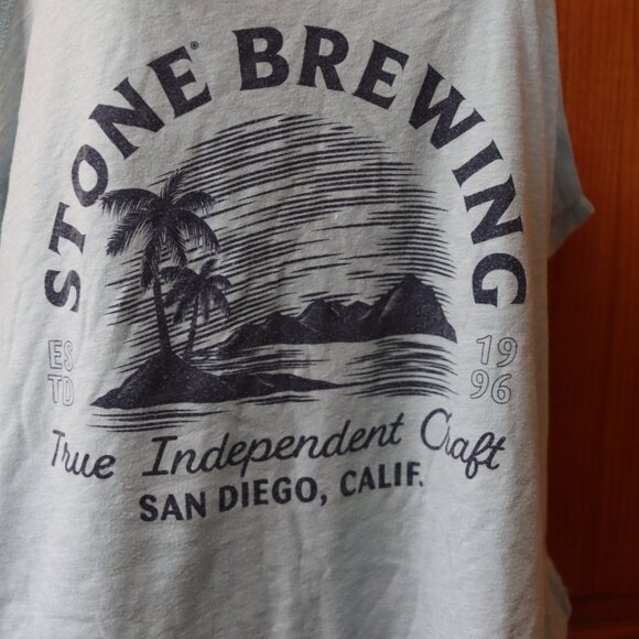 Stone Brewing Light Blue Tank Top Graphic Logo Stain XXL - Picture 3 of 7